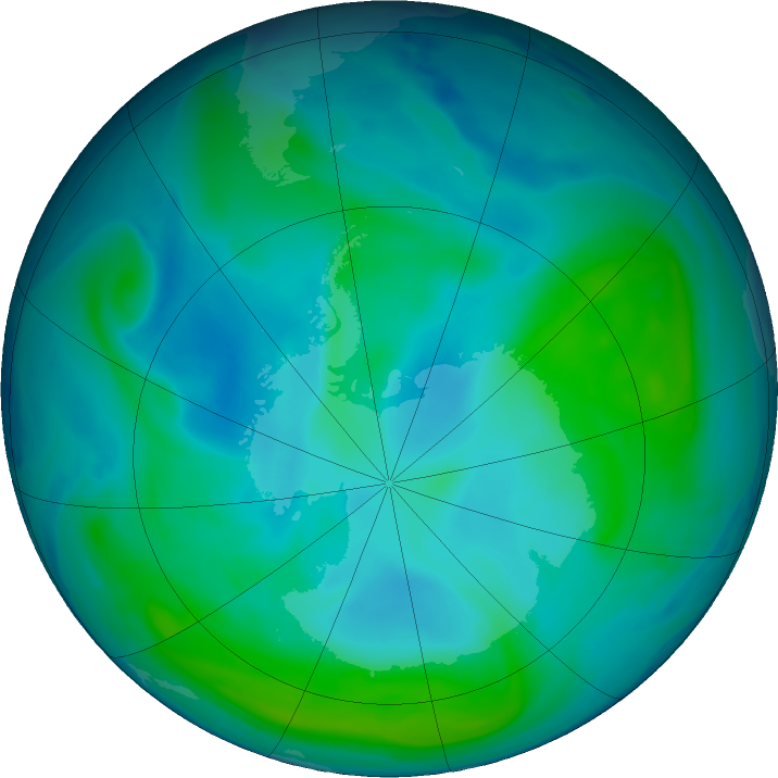 Antarctic ozone map for 03 February 2017